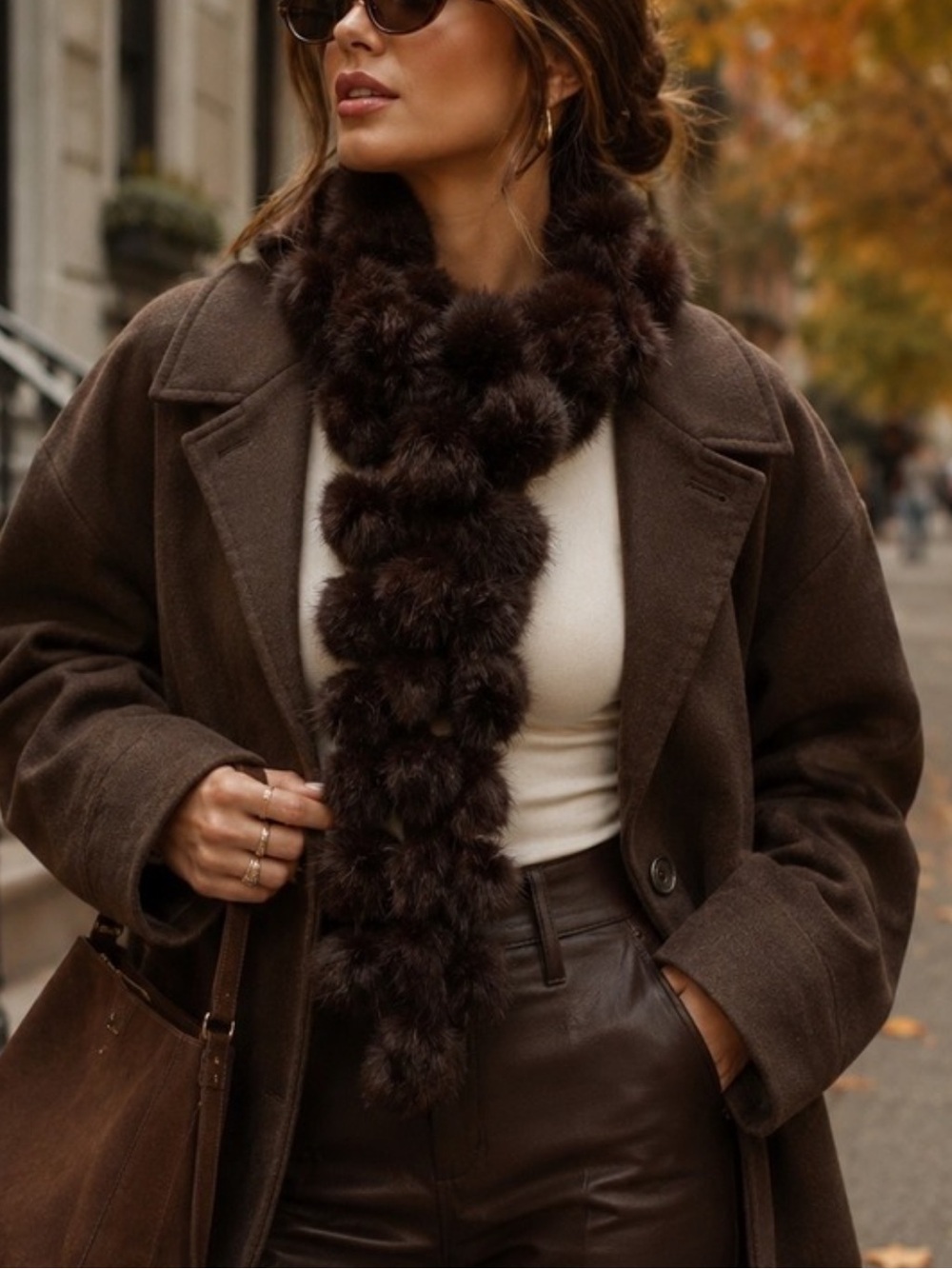 Cejon Vintage Subtle Dark Brown Rabbit Fur Scarf
